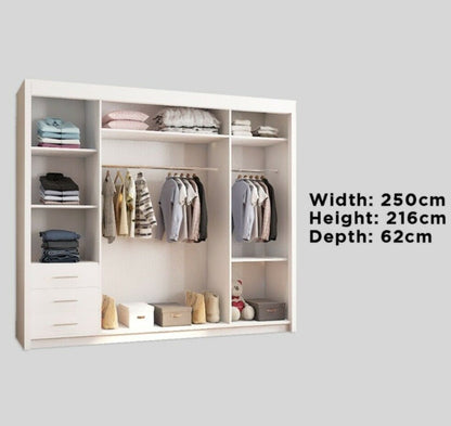 Giovany 250cm Large Sliding Wardrobe - White