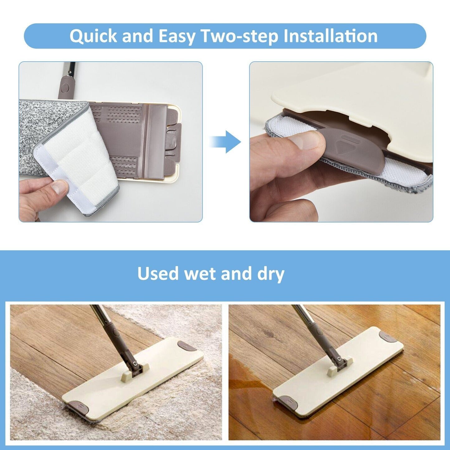 Flat Mop and Bucket Set for Home Floor Cleaning