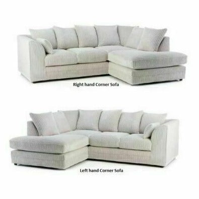 Desmond Jumbo Cord Corner Sofa - Cream and Other Colours