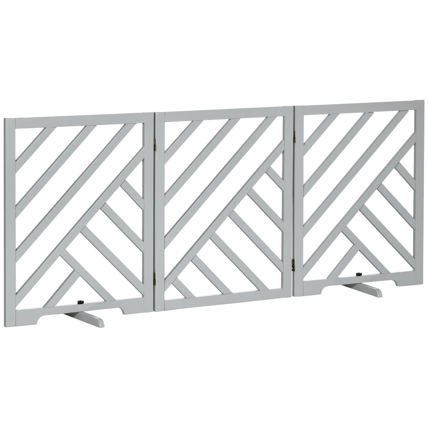 PawHut Foldable Wooden Pet Gate, with Three Panels - Grey