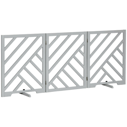 PawHut Foldable Wooden Pet Gate, with Three Panels - Grey