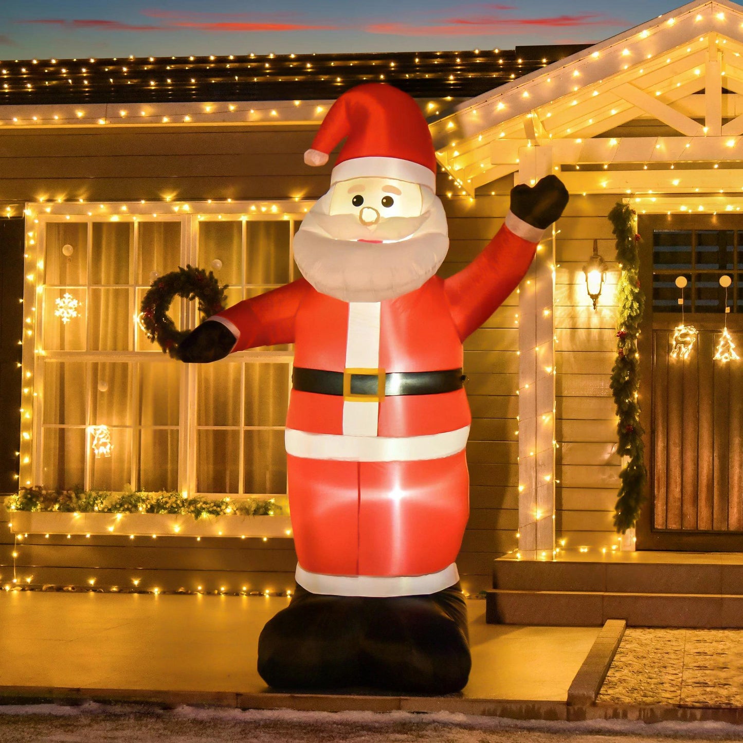 HOMCOM 8ft Inflatable Christmas Santa Claus Xmas Decoration with LED Holiday Air Blown Yard Outdoor DŽcor