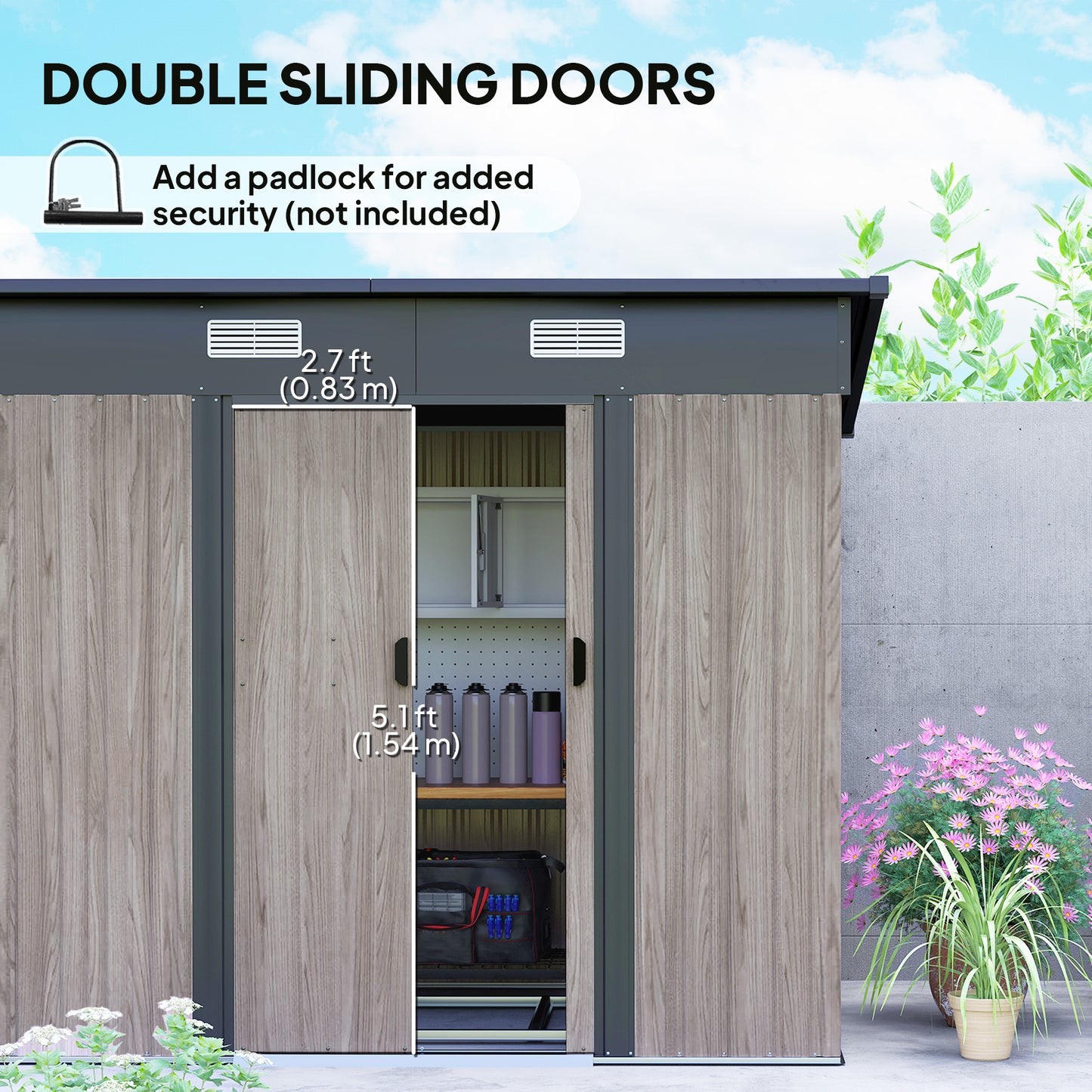 Outsunny Outdoor Garden Storage Shed - Szary wzór drewna