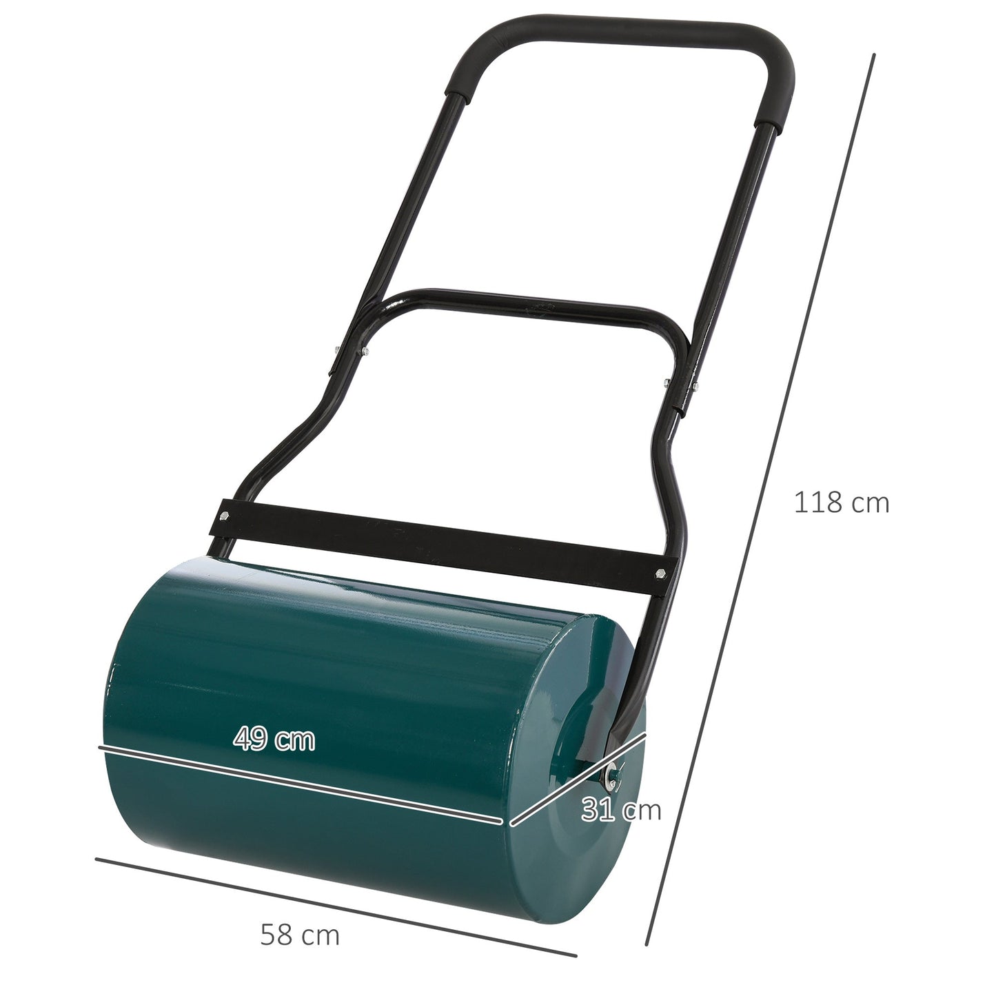 Outsunny 40L Lawn Roller Drum Scraper Bar Collapsible Handle Water or Sand Filled _32cm Green