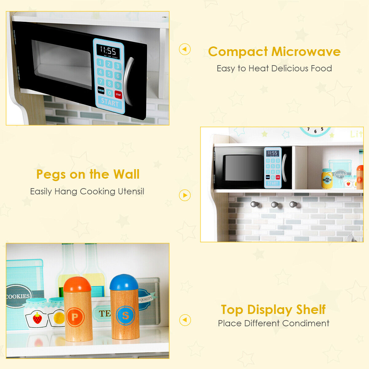 Wooden Play Kitchen with Utensil Set