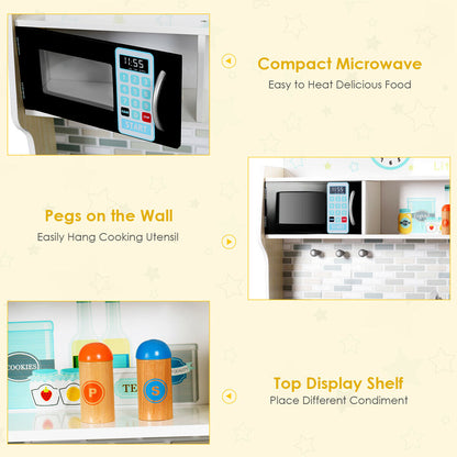 Wooden Play Kitchen with Utensil Set