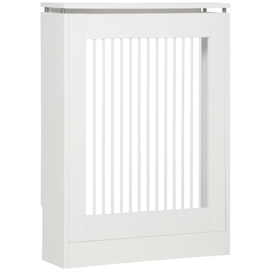 HOMCOM Radiator Cover Vertical Slatted Grille Heater Cover Top Shelf MDF Steel for Heat Circulation 60 x 18 x 84 cm White
