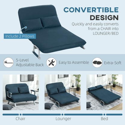 HOMCOM Two-Seater Click-Clack Sofa Bed - Navy Blue