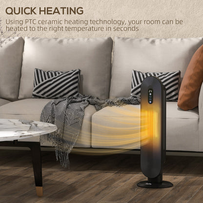 HOMCOM 45Â° Oscillating Ceramic Space Heater, with Remote - Black