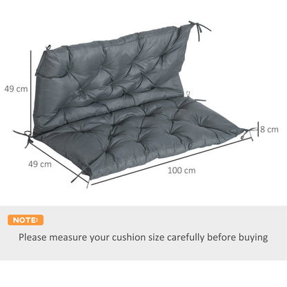 وسادة مقعد من Outsunny، وسادة كرسي حديقة مع ظهر وأربطة للاستخدام الداخلي والخارجي، 98 × 100 سم، رمادي داكن