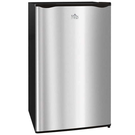 HOMCOM 91 Litre Freestanding Under Counter Fridge Freezer, Small Fridge with Chiller Box, Adjustable Thermostat, 47.5cm Wide, Silver Tone