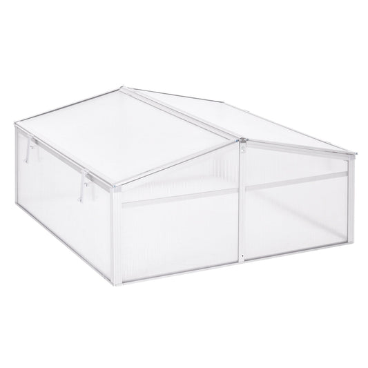 Outsunny Outdoor Greenhouse Polycarbonate Grow House Flower Vegetable Plants Raised Bed Garden Allotment Protector Aluminum Frame 100 x 100 x 48 cm