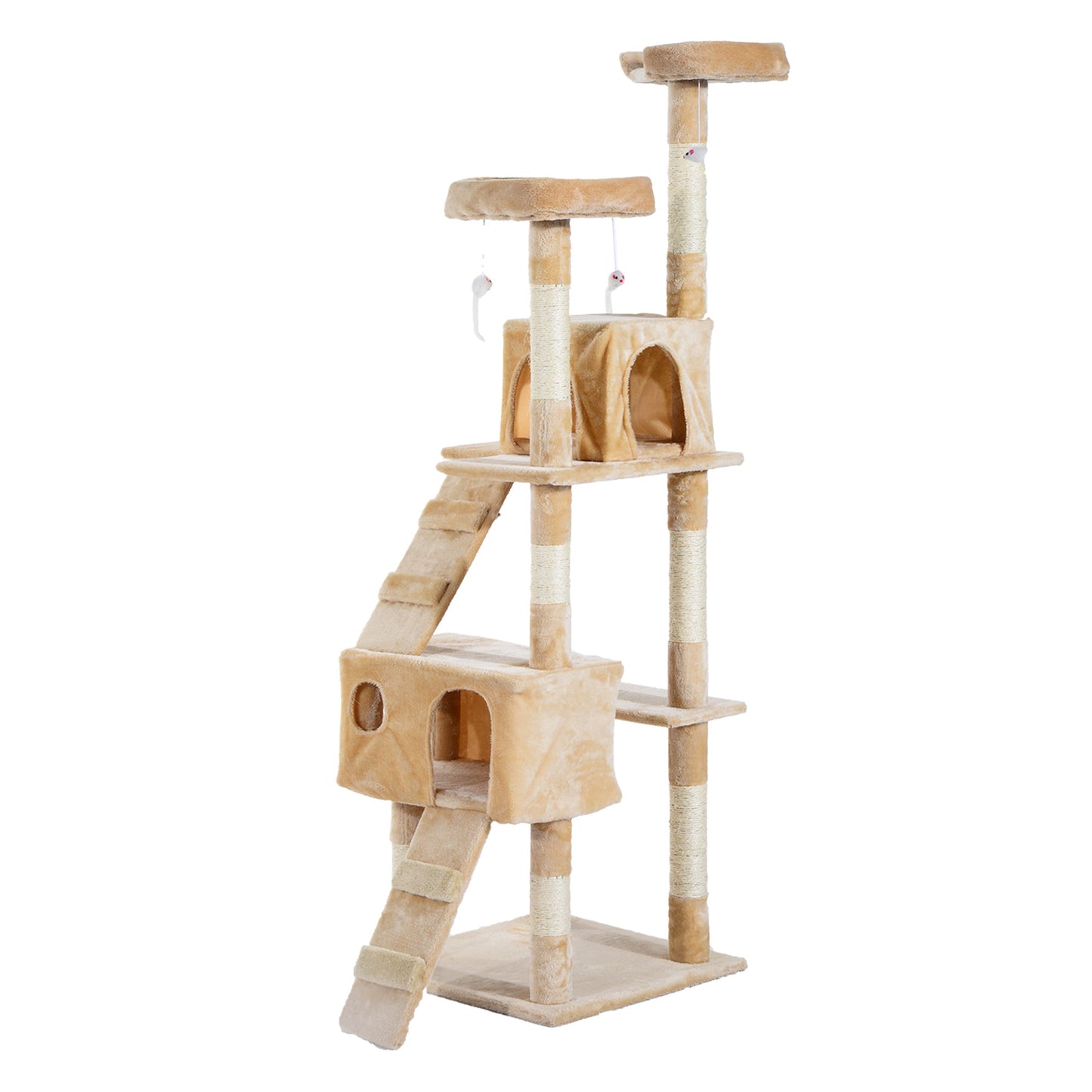 PawHut Cat Tree Kitten Kitty Scratching Scratcher Post Climbing Tower Activity Center House Cream