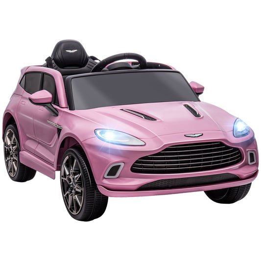 AIYAPLAY Aston Martin DBX Licencjonowany samochód elektryczny dla dzieci zasilany akumulatorem, 12 V, samochód dla dzieci z oświetleniem, klakson muzyczny, różowy