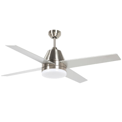 HOMCOM Ceiling Fan with LED Light, Flush Mount Ceiling Fan Lights with Reversible Blades, Remote, Silver and Black