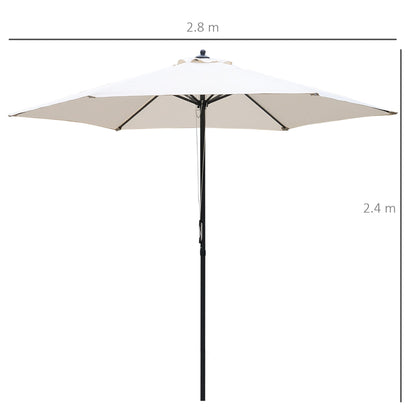 Outsunny 2.8m Garden Parasol Umbrella, Round Outdoor Market Table Umbrella, Parasol Patio Umbrella, 6 Ribs Manual Push, Sun Shade Canopy, Off-White