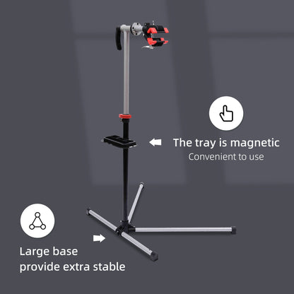 HOMCOM Bike Repair Stand Workstation, Bicycle Maintenance Workstand, Height Adjustable, with Tool Tray & 360 Rotating Adjustable Clamp for Home Mechanic Workshop