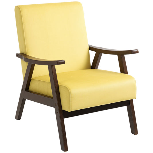 HOMCOM Nordic Accent Chair, tapicerowany aksamitny fotel z solidną drewnianą ramą i miękkim, grubym wypełnieniem do salonu, sypialni, szampan