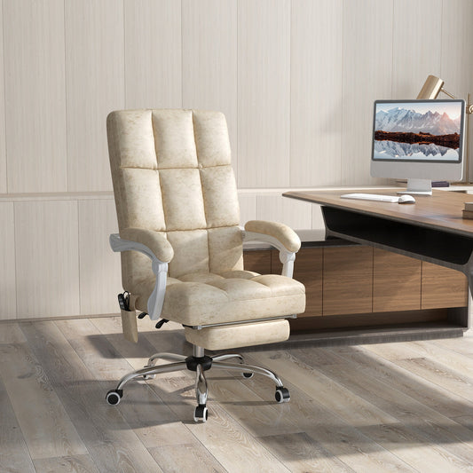 Vinsetto Massage Office Chair, Ergonomic Desk Chair, Comfy Work Study Chair with Heat, Padded Seat, 135  Reclining Back and Footrest for Home Office, Beige