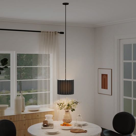 Lampa wisząca HOMCOM Linen, nowoczesny abażur sufitowy w kształcie fali, abażur E27 do salonu, sypialni, kuchni, przedpokoju, czarny
