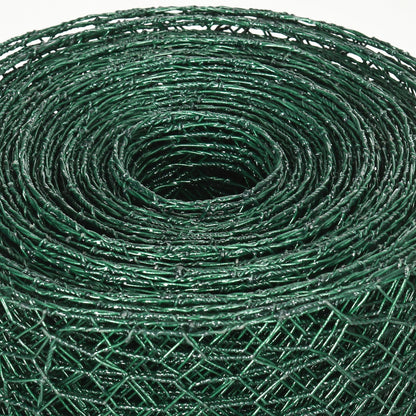 PawHut 1m x 25m Chicken Wire Mesh, Foldable PVC Coated Welded Garden Fence, Roll Poultry Netting, for Rabbits, Ducks, Geese - Dark Green