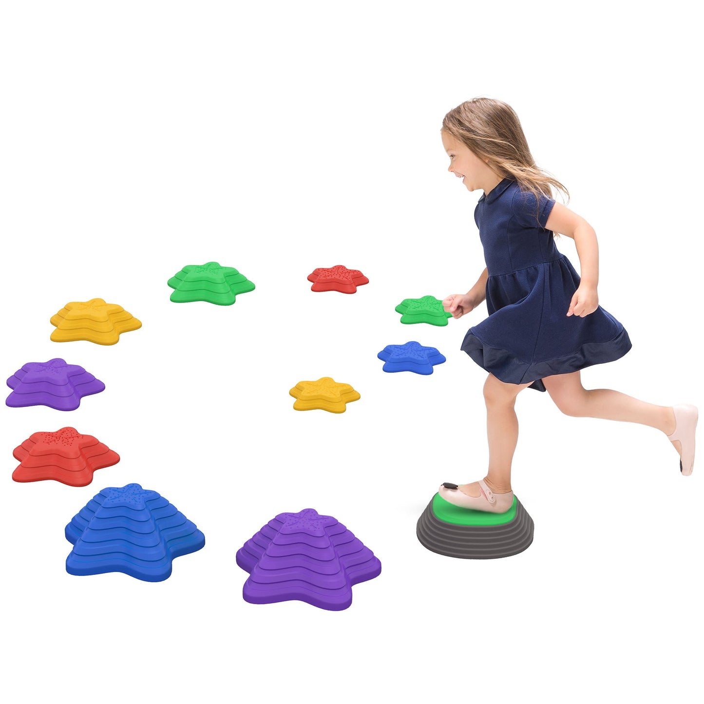 ZONEKIZ Kids Stepping Stones، 11 قطعة من أحجار النهر المتوازنة لمسار العوائق، شكل نجم البحر غير القابل للانزلاق قابل للتكديس، اللعب الحسي للداخل والخارج