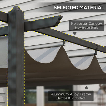 Outsunny 4 x 3(m) Aluminium Pergola with Retractable Roof, Garden Gazebo Canopy Shelter for Outdoor, Patio, Grey