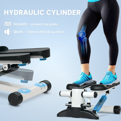 SPORTNOW Mini Stepper, Kompaktowy Stepper do ćwiczeń w domu z monitorem LCD i pedałami antypoślizgowymi, Biały