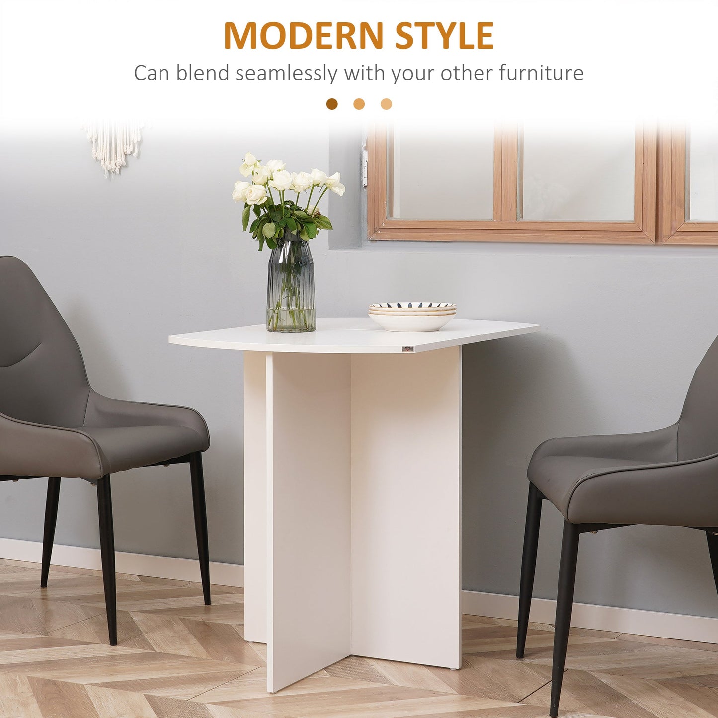 HOMCOM Four-Person Drop Leaf Dining Table - White