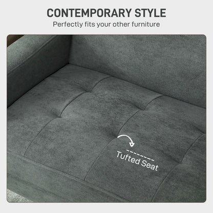 HOMCOM Two-Seater Velvet-Feel Sofa - Grey