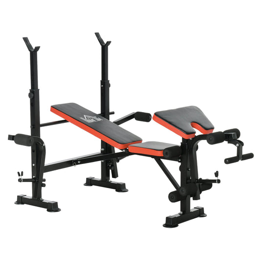 HOMCOM Adjustable Weight Bench with Leg Developer Barbell Rack for Weight Lifting and Strength Training Multifunctional Workout Station for Home Gym Fitness