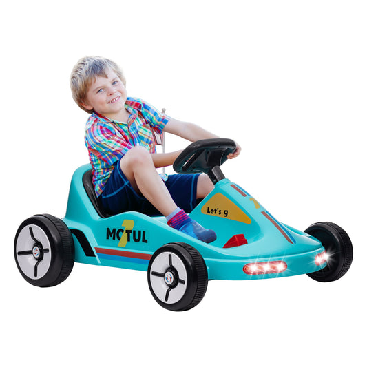 AIYAPLAY 6V Elektryczny Go Kart dla Dzieci z Muzyką, Światłem, Klaksonem, dla 3-5 Lat, Niebieski