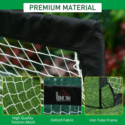 HOMCOM Steel Frame Weather Resistant Football Goal Sports Black