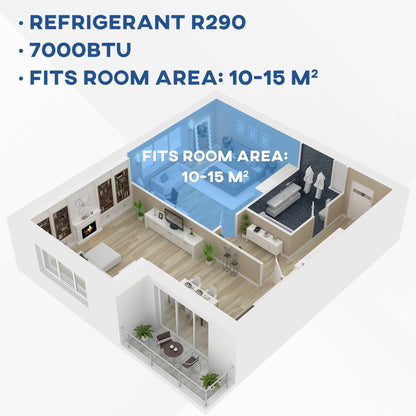 HOMCOM 4-In-1 7000 BTU Mobile Air Conditioner for Room up to 15m², Portable AC Unit for Cooling Dehumidifying Ventilating Fan, with Remote, 24H Timer, Window Kit, R290, A Energy Efficiency