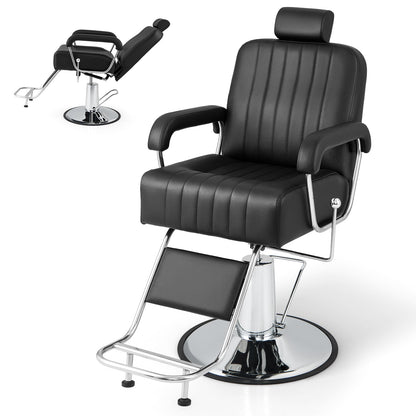 Salon Chair Hydraulic Barber Chair with Adjustable Headrest-Black