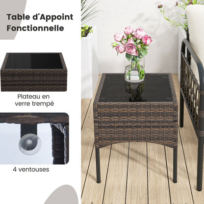 5 pcs. Rattan chair set with ottoman &amp; side table &amp; cushions garden chair patio chair