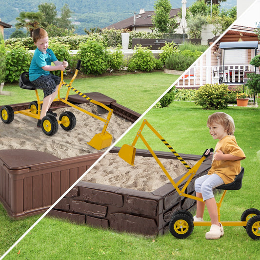 Sand Digger for Kids, Sandbox Toy Digger Outdoor Construction Excavator for 3+ Years Old Boys and Girls-Yellow