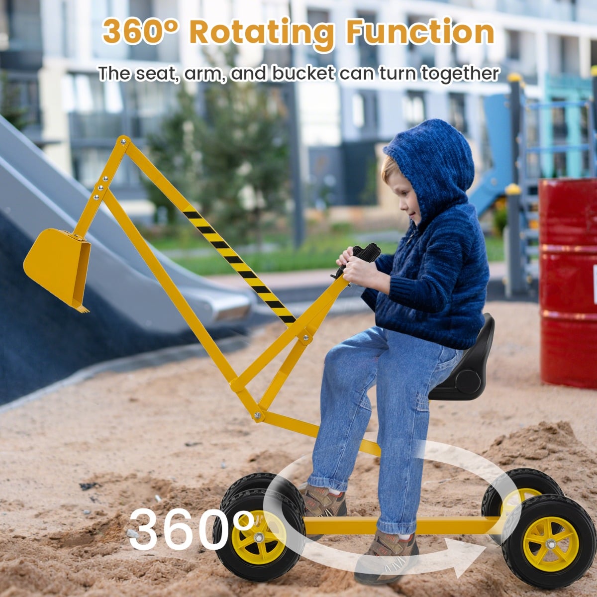 Sand Digger for Kids, Sandbox Toy Digger Outdoor Construction Excavator for 3+ Years Old Boys and Girls-Yellow