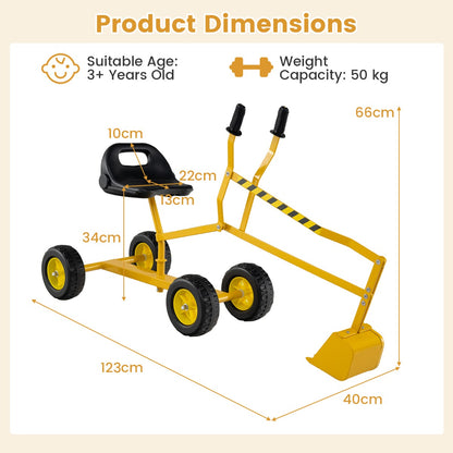 Sand Digger for Kids, Sandbox Toy Digger Outdoor Construction Excavator for 3+ Years Old Boys and Girls-Yellow