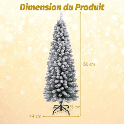 120/150/180 CM Snow Flocked Artificial Christmas Tree with 240/328/460 Branch Tips-1.5 M
