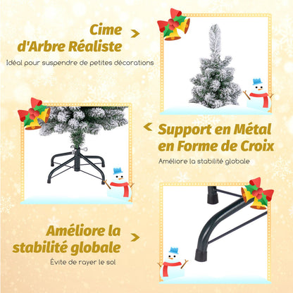 120/150/180 CM Snow Flocked Artificial Christmas Tree with 240/328/460 Branch Tips-1.2 M