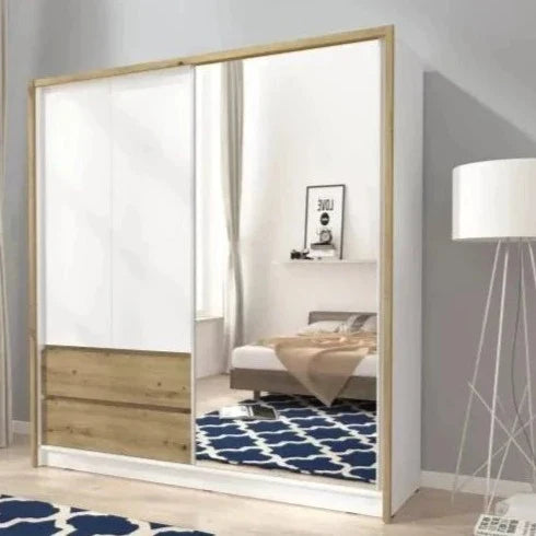 Maharashtra Sliding Door Wardrobe 204cm - Oak Sonoma