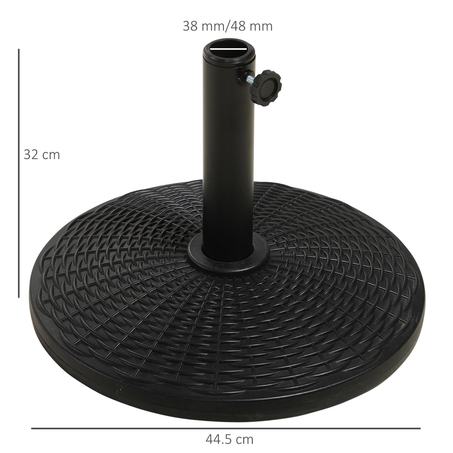 Outsunny 11.5 kg Plastic and Cement Rattan Pattern Parasol Base - Black