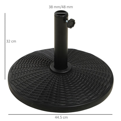 Outsunny 11.5 kg Plastic and Cement Rattan Pattern Parasol Base - Black