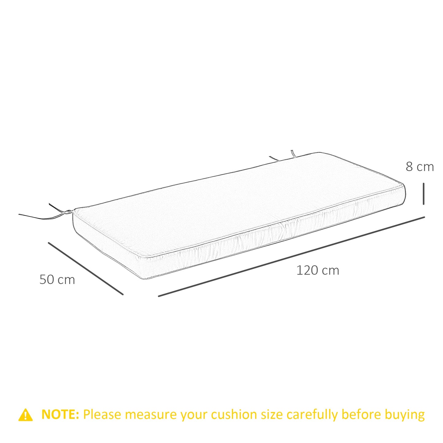 Outsunny 2 Seater Garden Bench Cushion -Light Grey