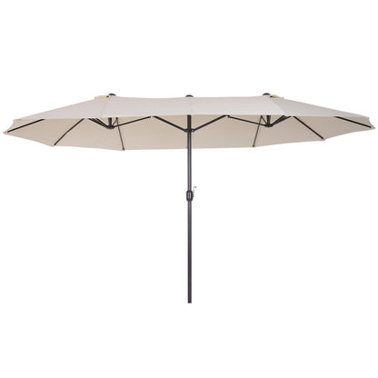 Outsunny 4.6m Garden Parasol Double-Sided Sun Umbrella Patio Market Shelter Canopy Shade Outdoor Beige - NO BASE