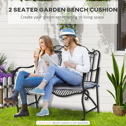 Outsunny Set of 2 Outdoor Garden Patio 2-3 Seater Bench Swing Chair Cushion Seat Pad Mat Replacement 120L x 50W x 5T cm - Blue Stripes