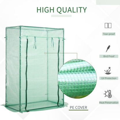 Outsunny 100 x 50 x 150cm Greenhouse Steel Frame PE Cover with Roll-up Door Outdoor for Backyard, Balcony, Garden, Green