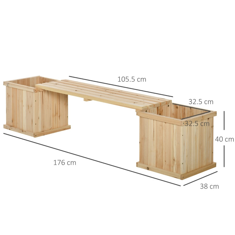 37L Wooden Garden Planter And Bench