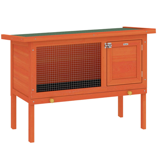 PawHut Wooden Rabbit Hutch, Guinea Pig Hutch with Asphalt Roof, Outdoor Elevated Bunny House for Rabbits, Chinchillas